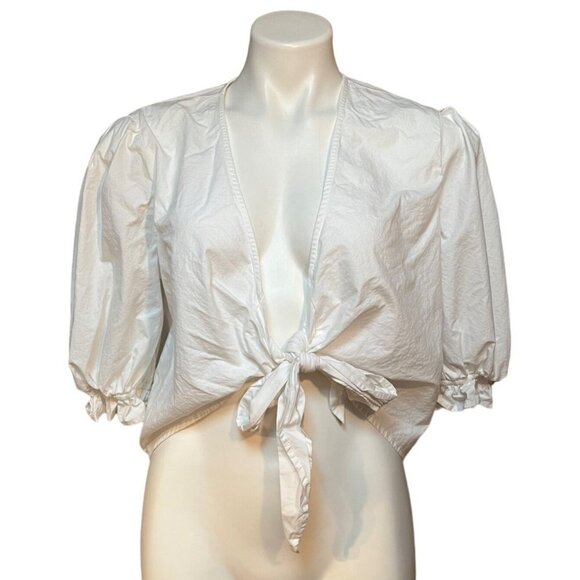 The Drop Women's White Knot-Front Cropped Top by @signedblake - Picture 1 of 7